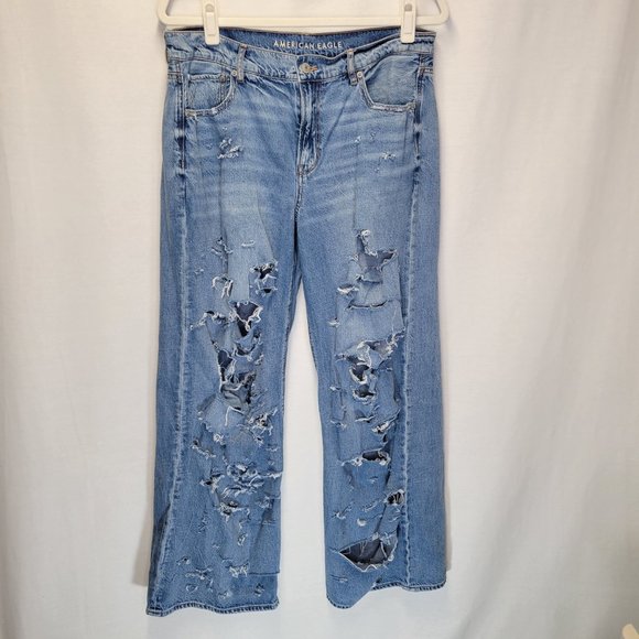 American Eagle Outfitters Denim - American Eagle Women's Size 12 Jeans Low Rise Skater Jean Distressed Destroyed